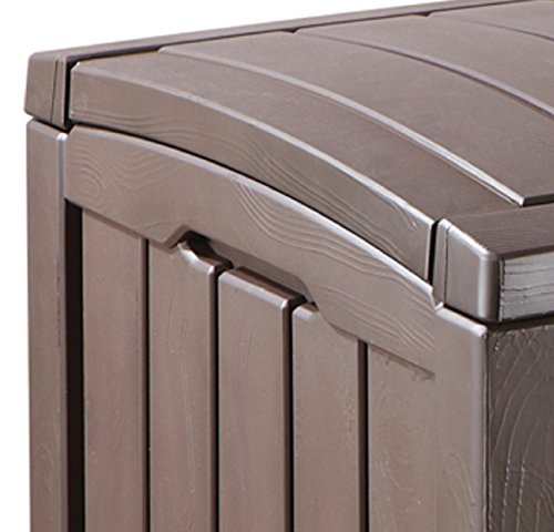 Keter Glenwood Plastic Deck Storage Container Box Outdoor Patio Furniture 101 Gal, Brown