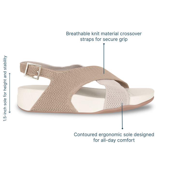 Knitted CrossStrap Cream Platform