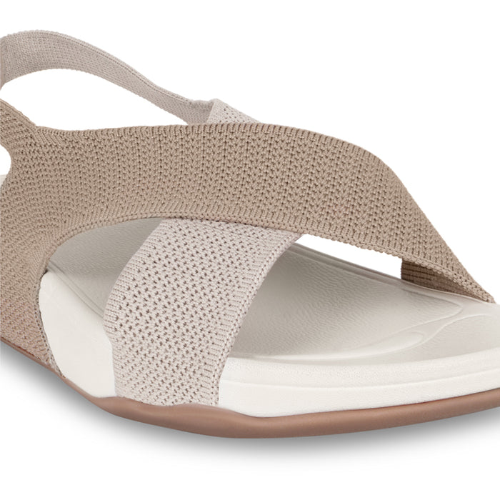 Knitted CrossStrap Cream Platform