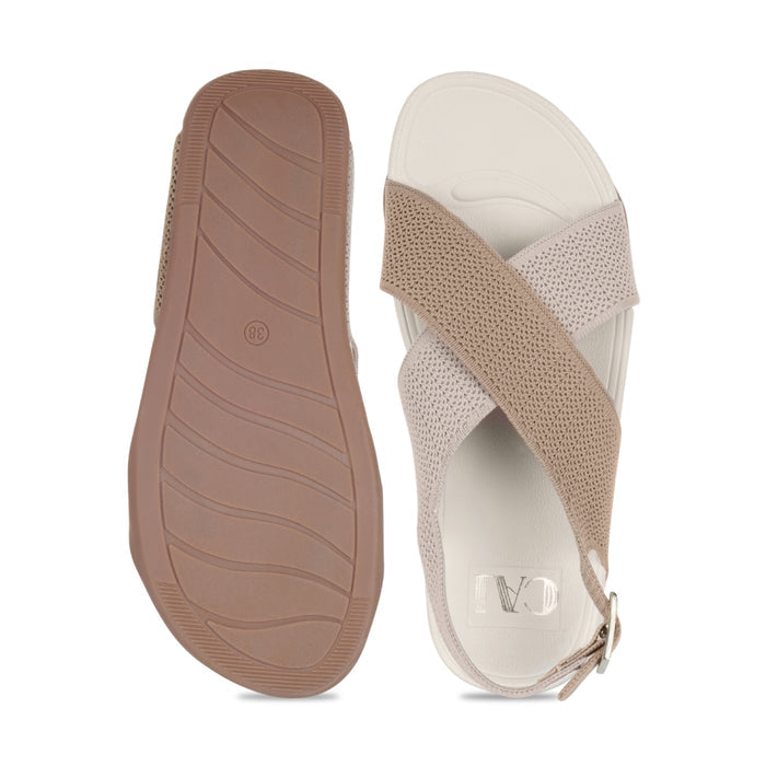 Knitted CrossStrap Cream Platform