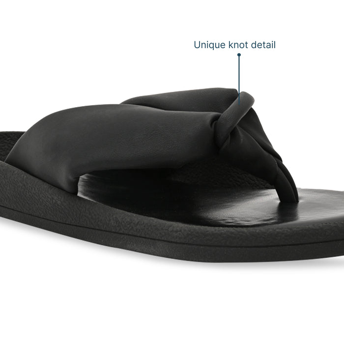 Knotted Thong Black Flat