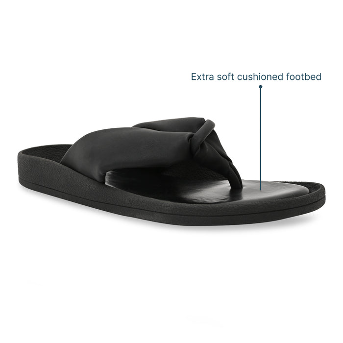 Knotted Thong Black Flat