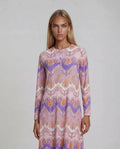 Long sleeve pull on multi lavender print nightgown.