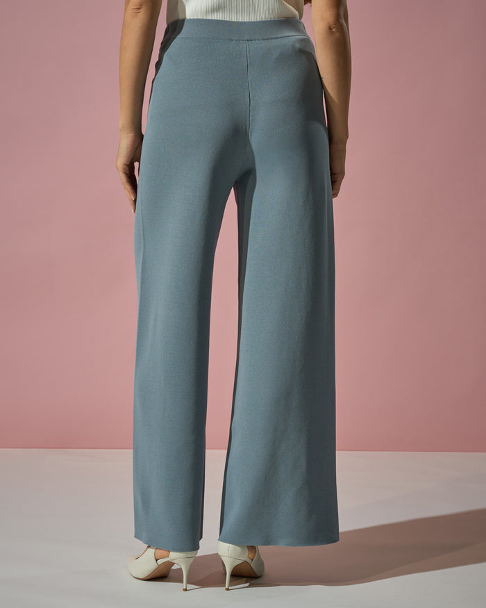 Light Blue Viscose-Blend Trousers