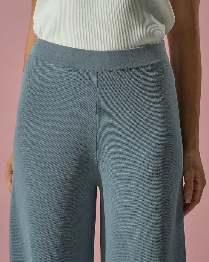 Light Blue Viscose-Blend Trousers