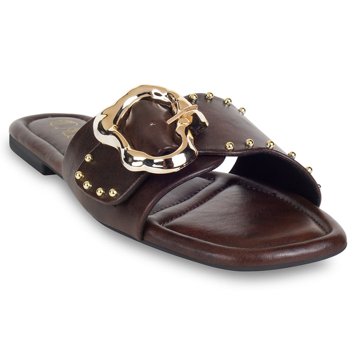Linea Buckle Burgundy Flats