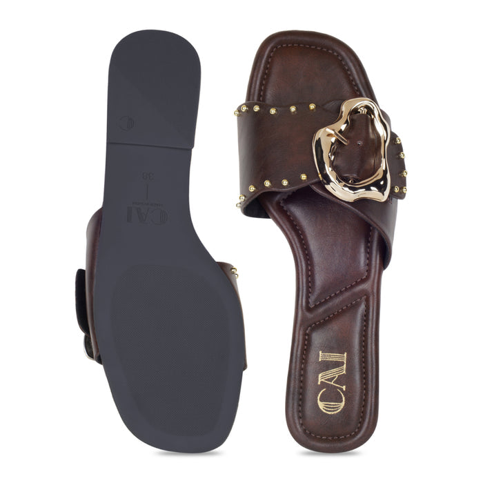 Linea Buckle Burgundy Flats