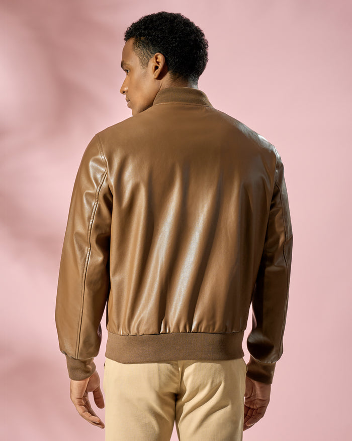 Logo Patched Leather Jacket