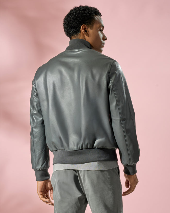Logo Patched Leather Jacket