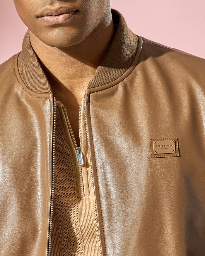 Logo Patched Leather Jacket