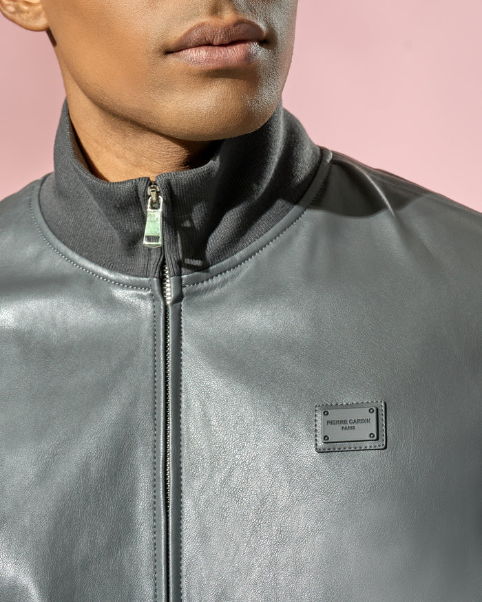 Logo Patched Leather Jacket