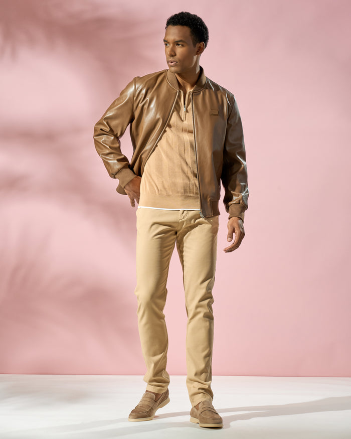 Logo Patched Leather Jacket