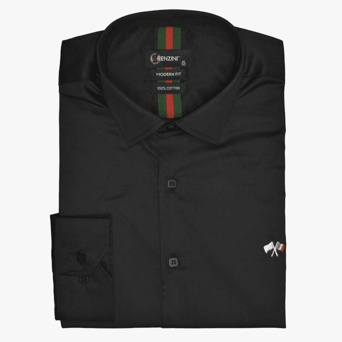 Lorenzini Modern Classic Slim Fit Long Sleeve Shirt Black | Mens