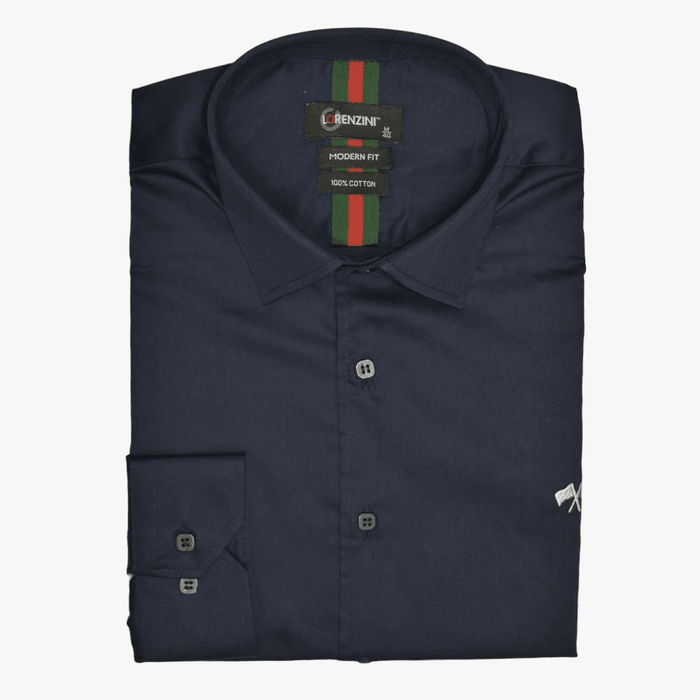 Lorenzini Modern Classic Slim Fit Long Sleeve Shirt Navy | Lorenzini
