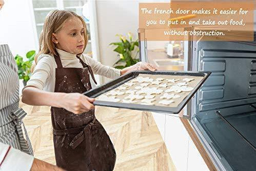 Luby Large Toaster Oven Countertop French Door Designed, 18 Slices, 14'' pizza, 20lb Turkey, Silver