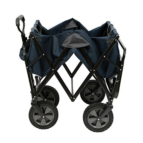 Mac Sports Collapsible Outdoor Utility Wagon with Folding Table and Drink Holders, Blue