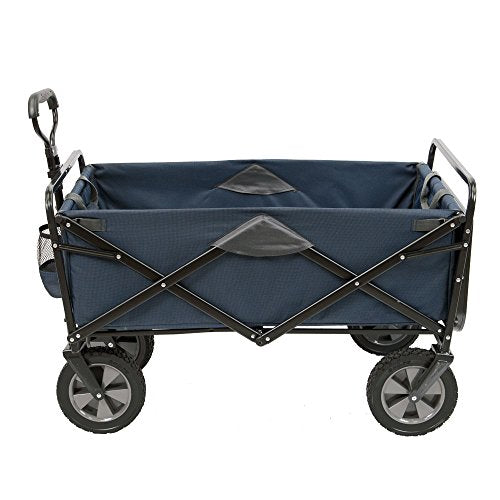 Mac Sports Collapsible Outdoor Utility Wagon with Folding Table and Drink Holders, Blue