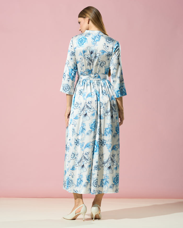 Mandarin Collar Midi Dress