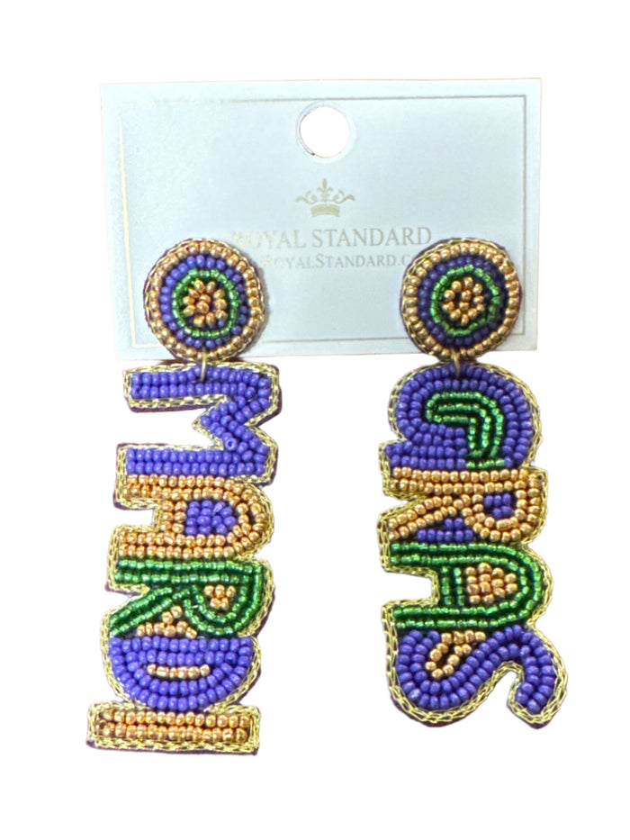 Mardi Gras Beaded Earrings