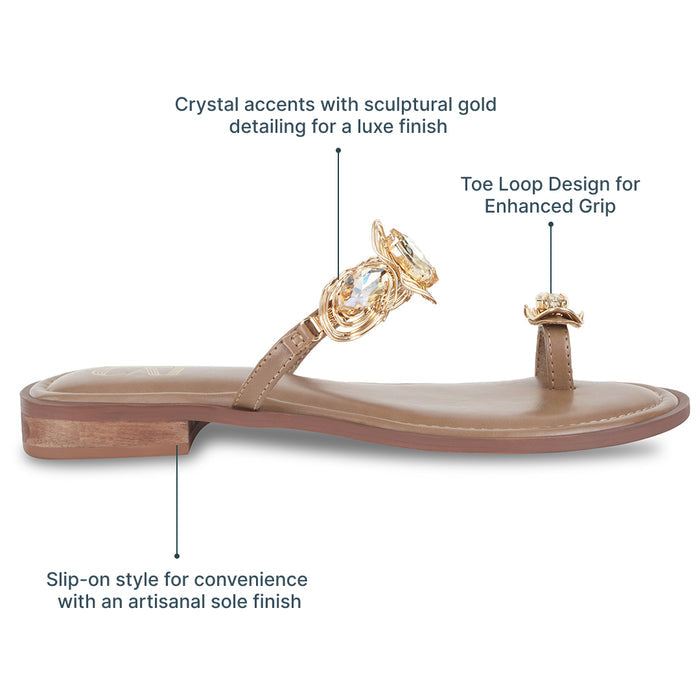 Marquise Beige Toe Flats