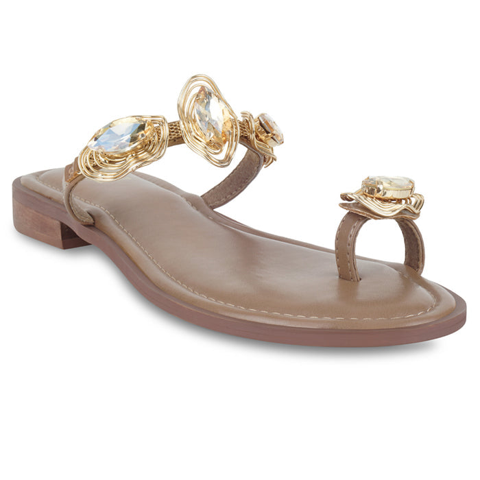Marquise Beige Toe Flats