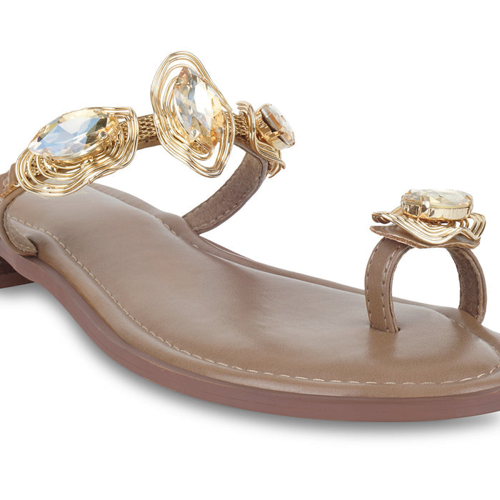 Marquise Beige Toe Flats
