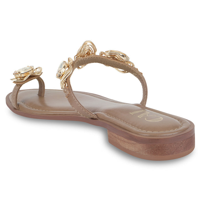 Marquise Beige Toe Flats