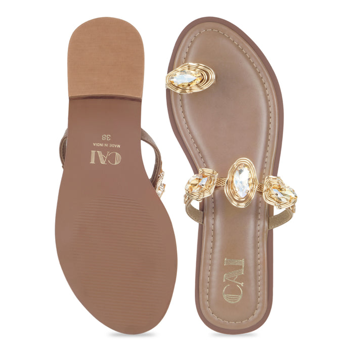 Marquise Beige Toe Flats