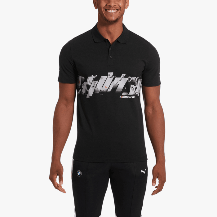 Puma Mens Bmw Mms Graphic Short Sleeve Golfer Black | Puma