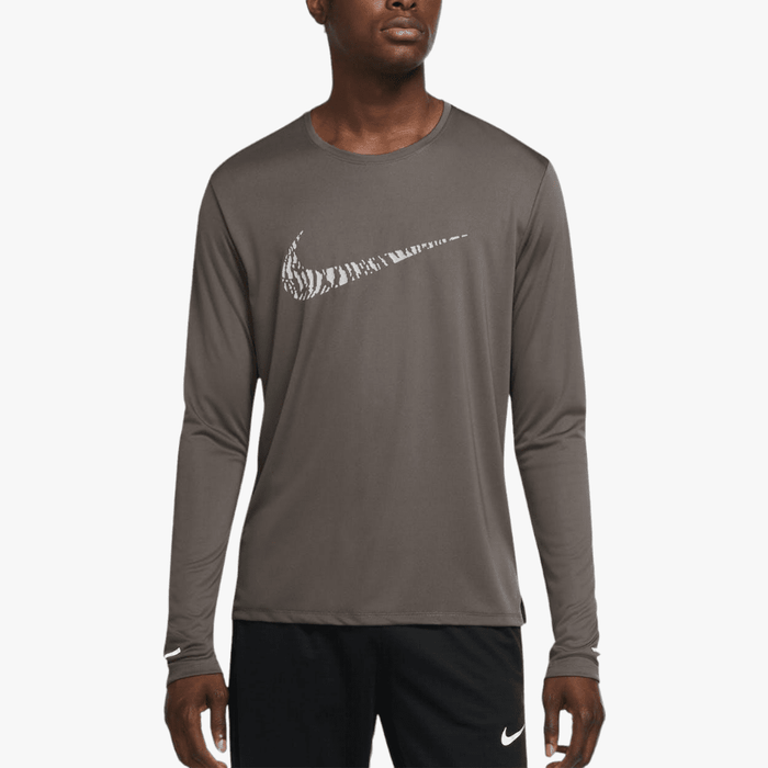 Nike Mens Dri Fit Uv Run Long Sleeve Top Taupe Nike