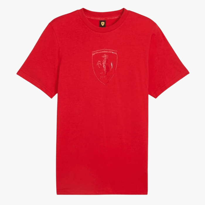 Puma Mens Ferrari Race Tonal Short Sleeve Tee Big Shield Red | Puma