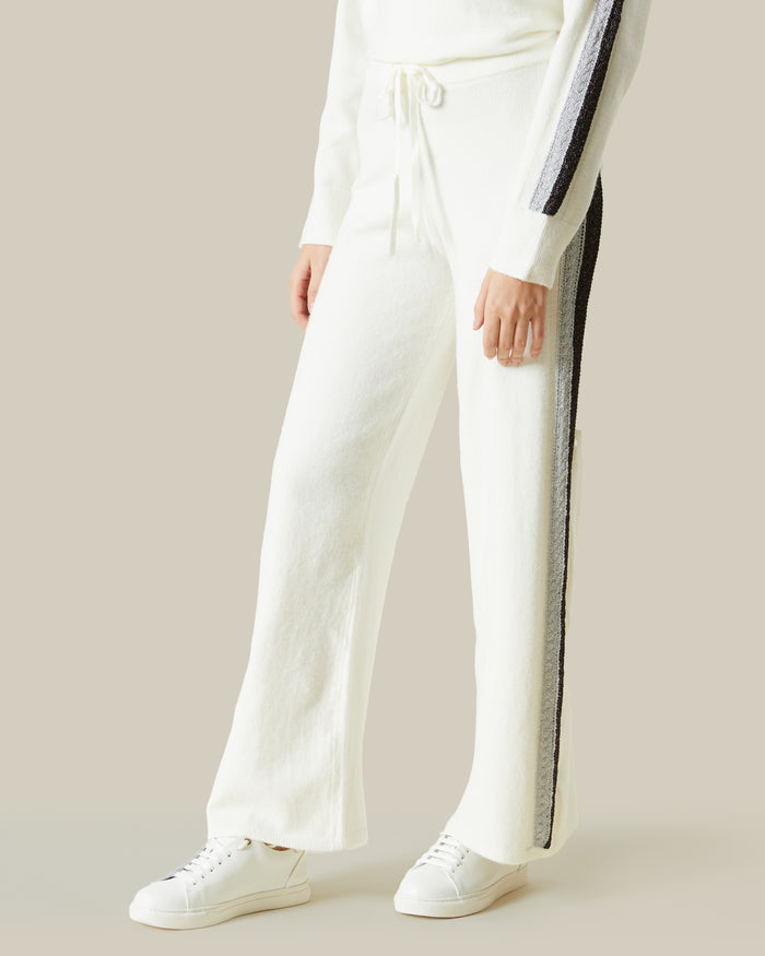 Metallic and Laced Knitted Tracksuit Set