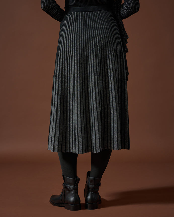 Midnight Shimmer Pleated Midi Skirt