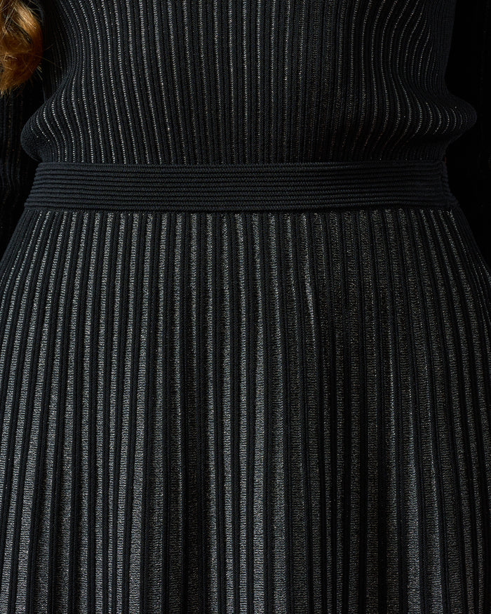 Midnight Shimmer Pleated Midi Skirt