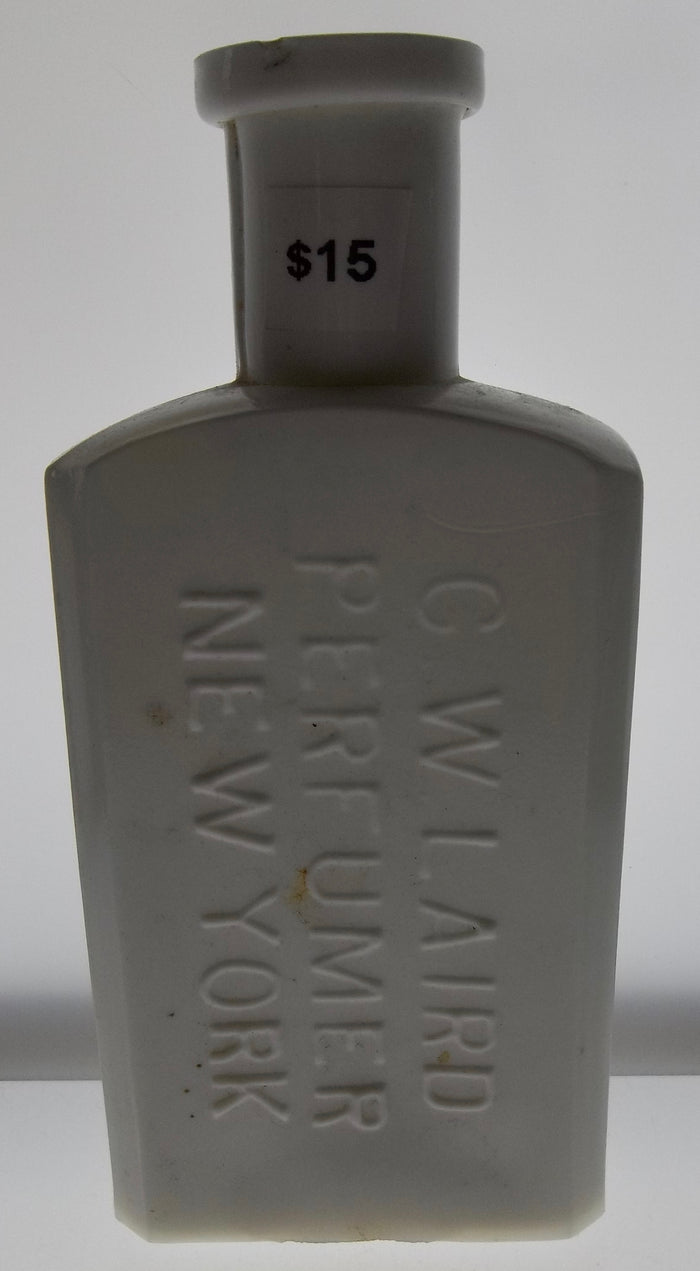Milk Glass G.W. Laird Perfumer Bottle from New York