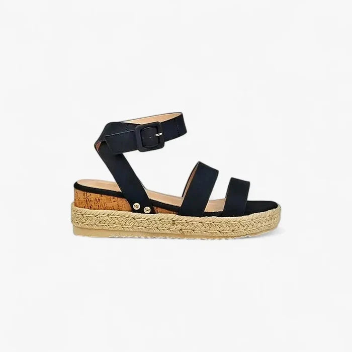 Miss Black Womens Steffi 2 Wedge Sandal Black | Miss Black