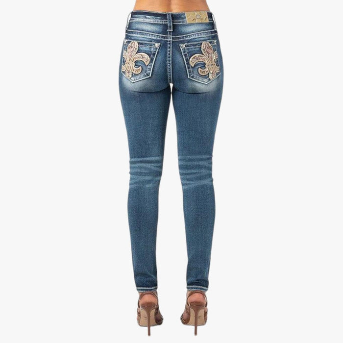 Miss Me Womens Fantastic Fleur De ;Is Mid Rise Skinny Jean Med Wash Miss Me