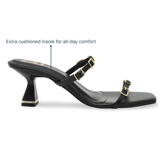 Multi Buckled Black Heels
