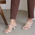Multi Buckled Cream Heels