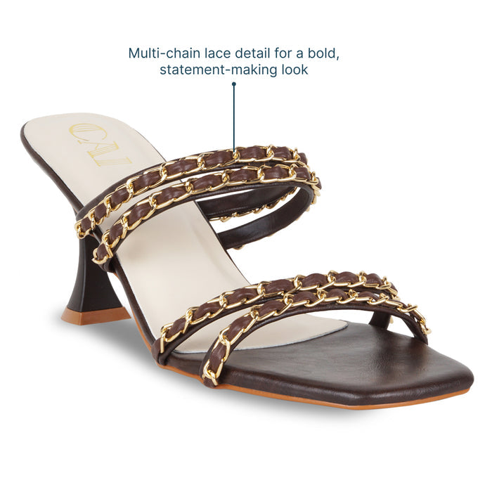 Multi Chain Lace Burgundy Heel