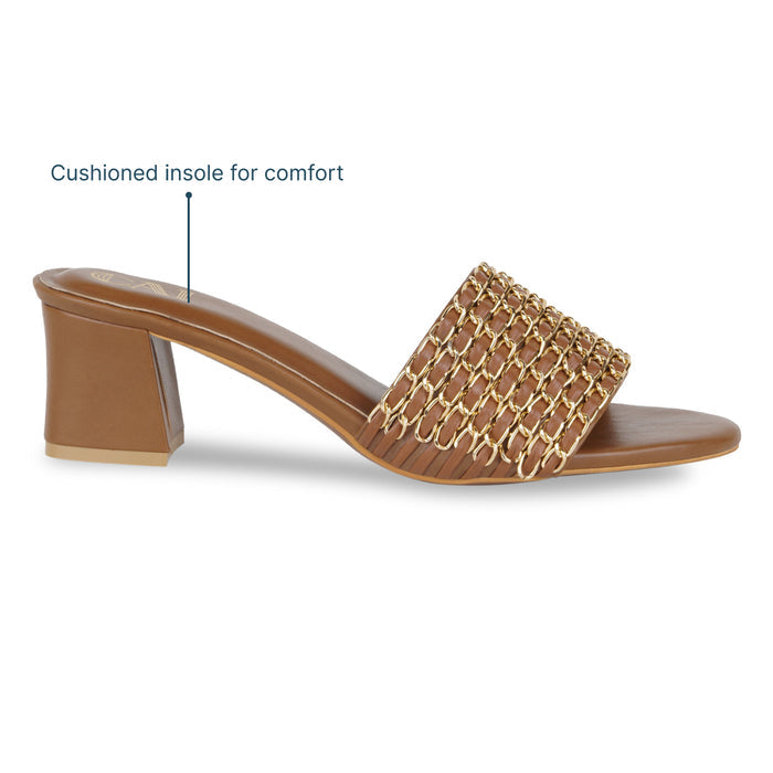 Multi Chained Tan Heel