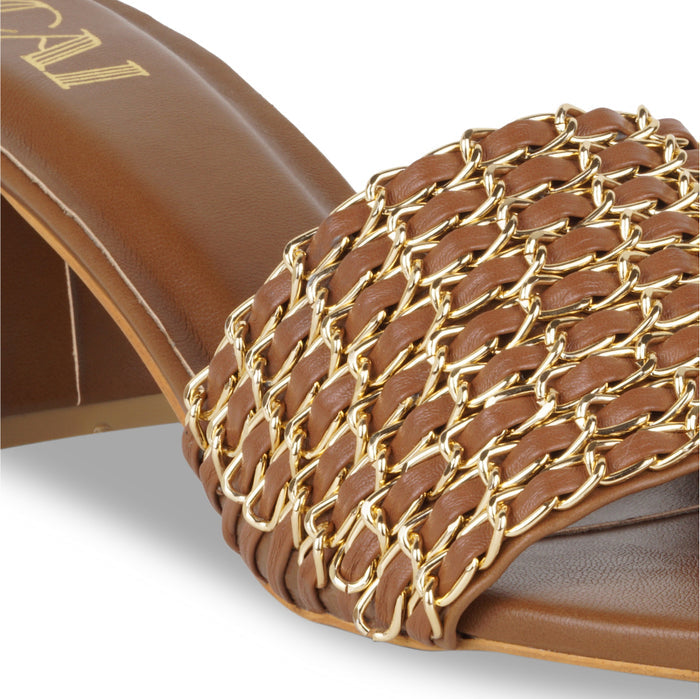 Multi Chained Tan Heel