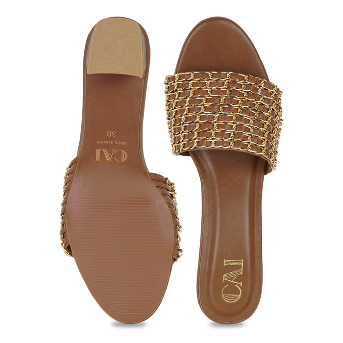 Multi Chained Tan Heel