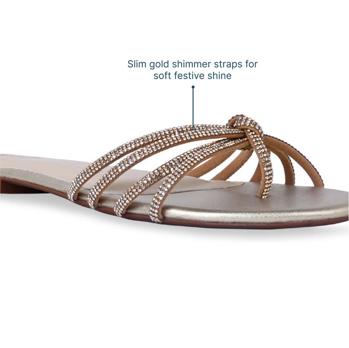 Multi Line Gold Shimmer Flat