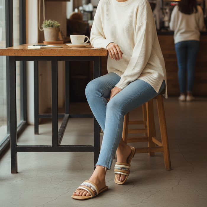 Multi Patterned Nude Flat