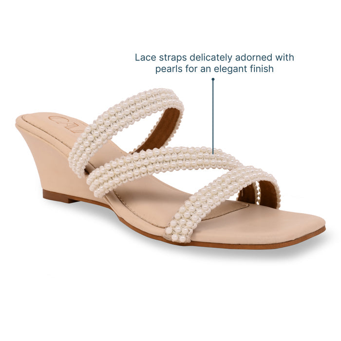 Multi Pearl Lace Wedge