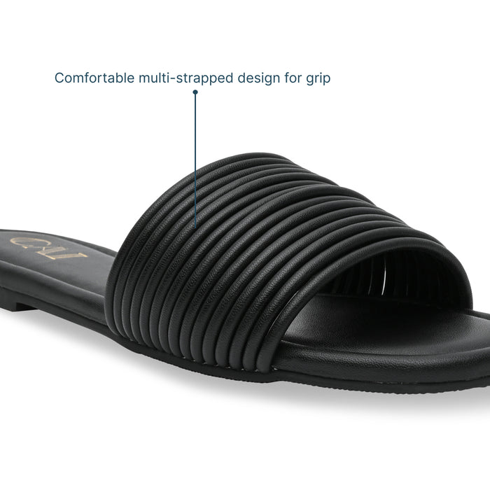 Multi Strapped Black Flats