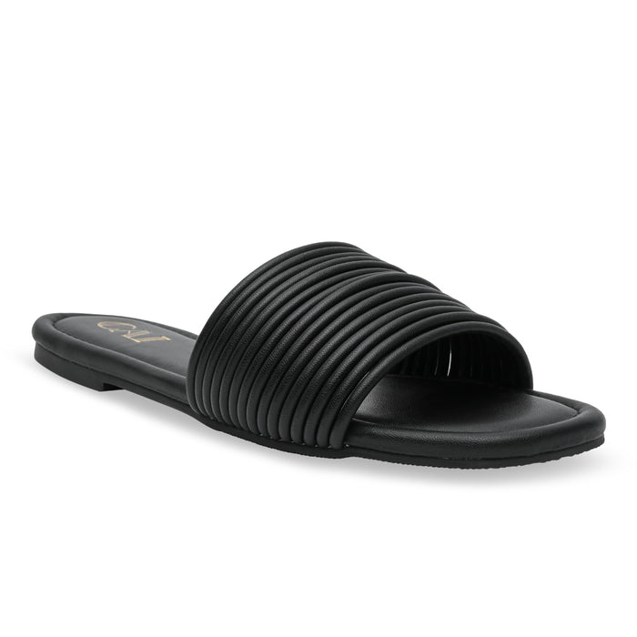 Multi Strapped Black Flats