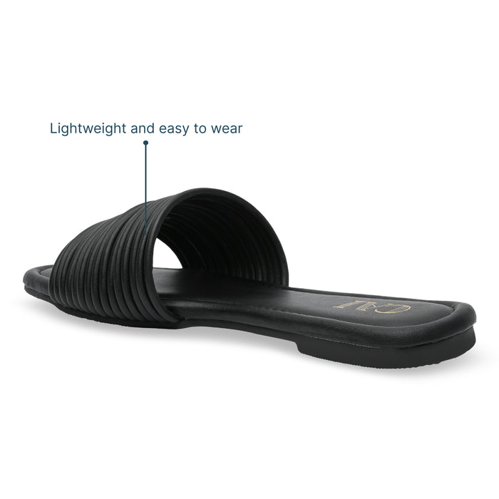 Multi Strapped Black Flats