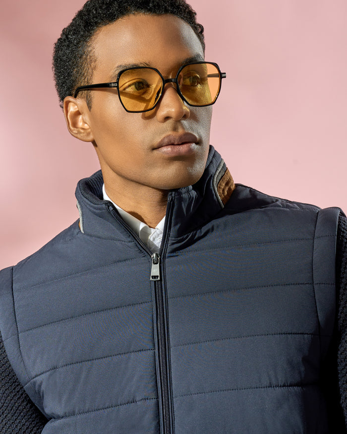 Navy Detachable Sleeve Knit Jacket